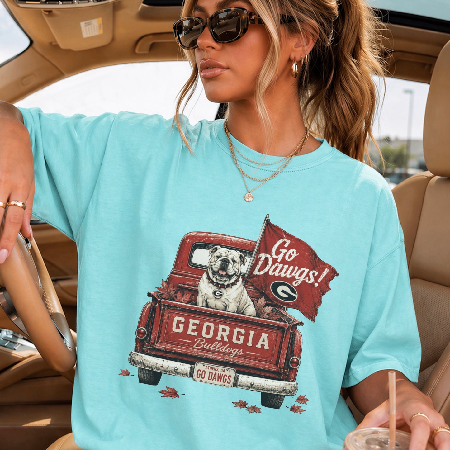 Red & Black Pickup Truck Comfort Color Graphic Tee