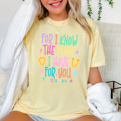 For I Know The Plans I Have For You Comfort Color Graphic Tee
