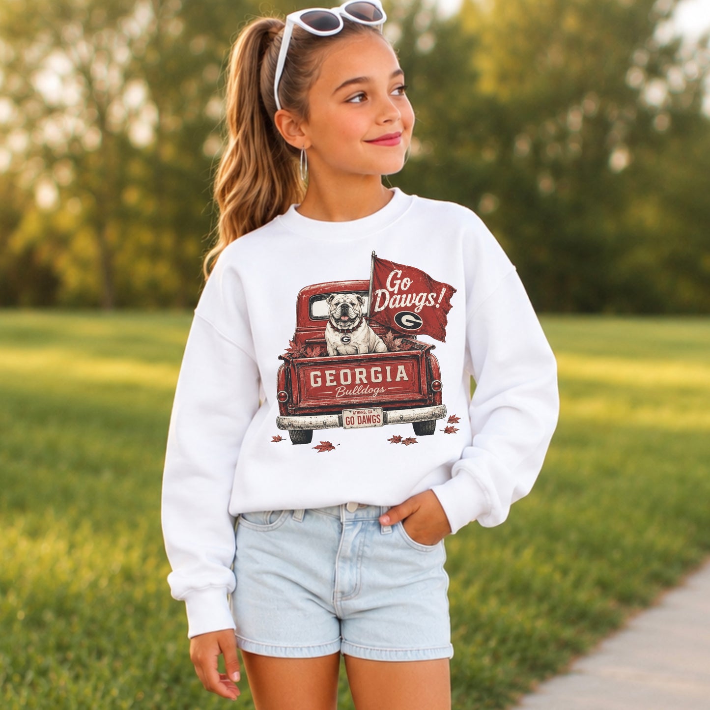 Red & Black Pickup Truck Youth Crewneck Sweatshirt