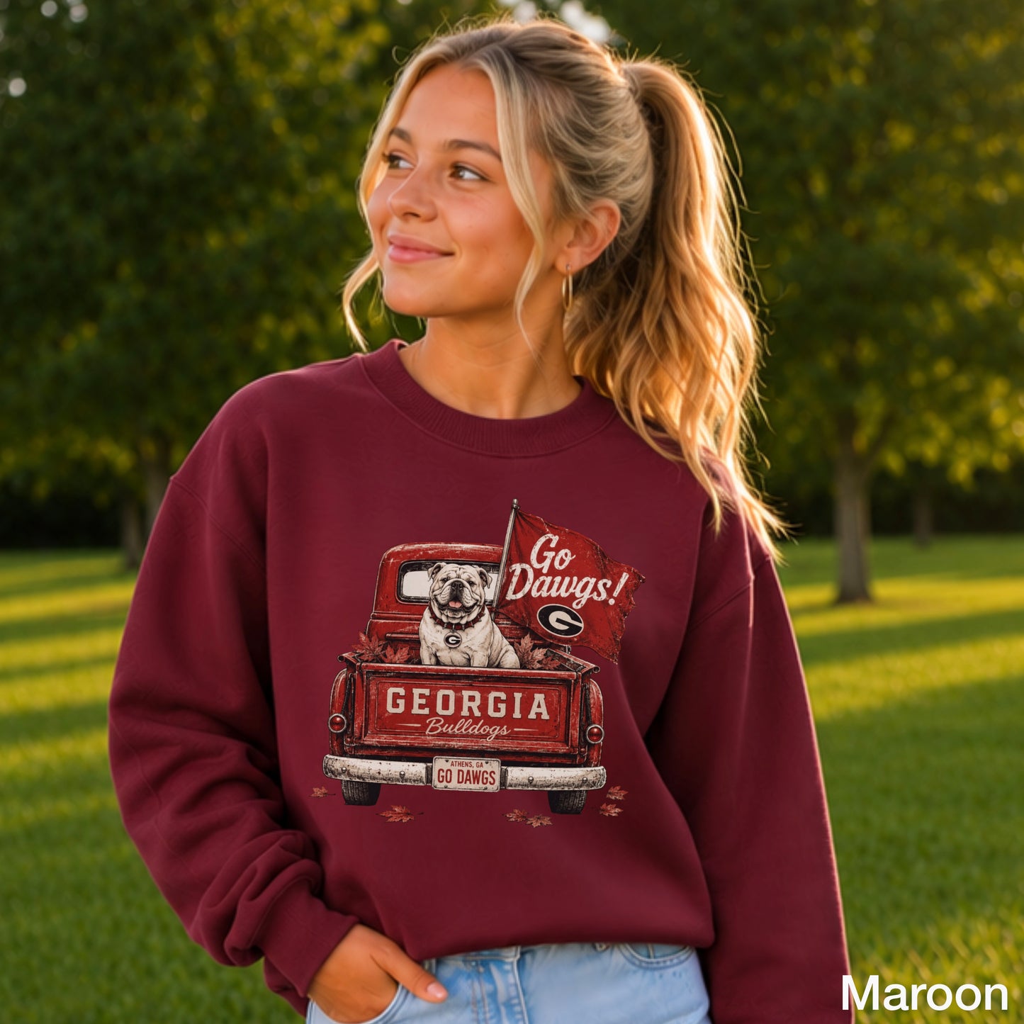 Red & Black Pickup Truck Youth Crewneck Sweatshirt