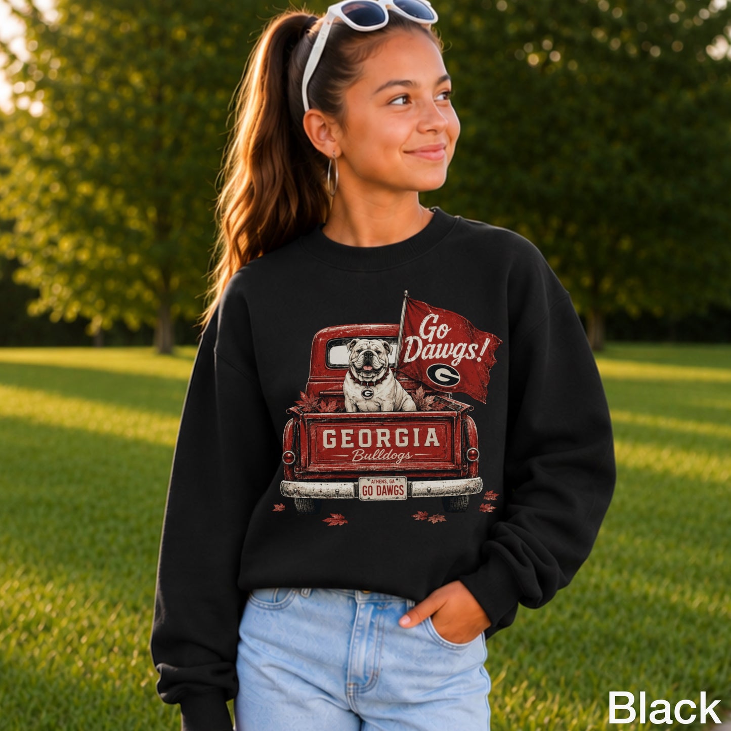 Red & Black Pickup Truck Youth Crewneck Sweatshirt