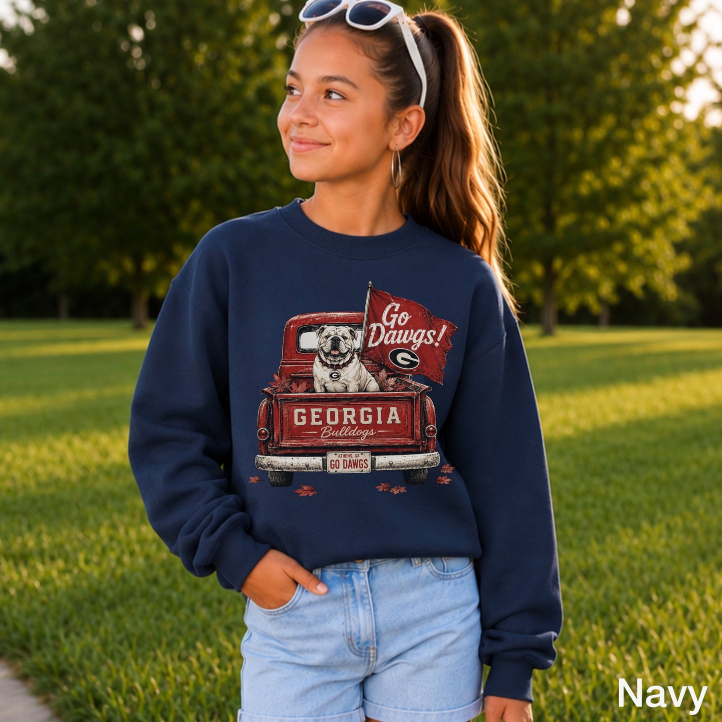 Red & Black Pickup Truck Youth Crewneck Sweatshirt