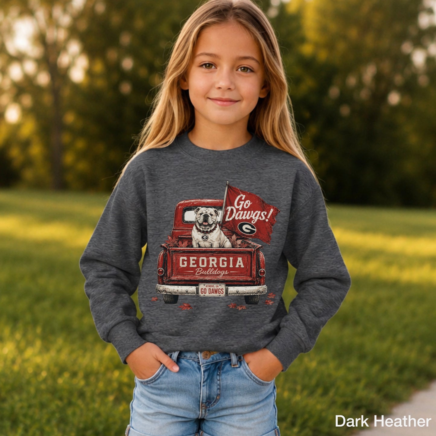 Red & Black Pickup Truck Youth Crewneck Sweatshirt