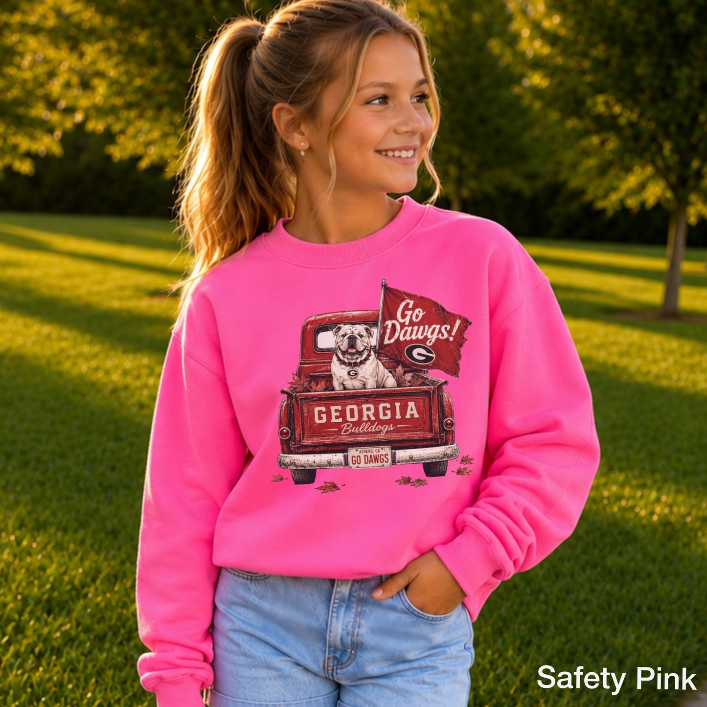 Red & Black Pickup Truck Youth Crewneck Sweatshirt