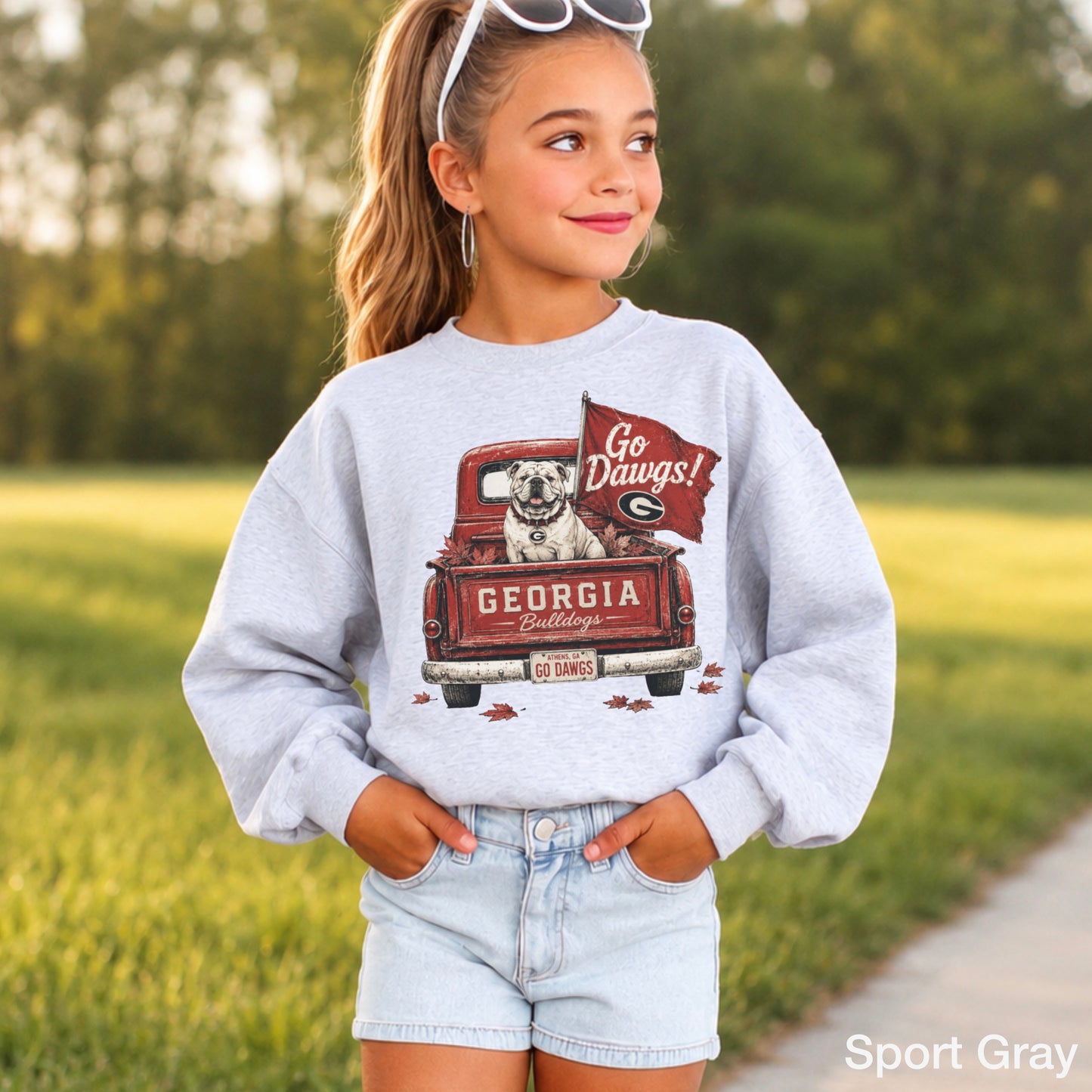 Red & Black Pickup Truck Youth Crewneck Sweatshirt