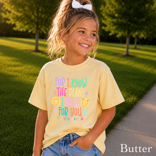 For I Know The Plans I Have For You Youth Comfort Color T-Shirt
