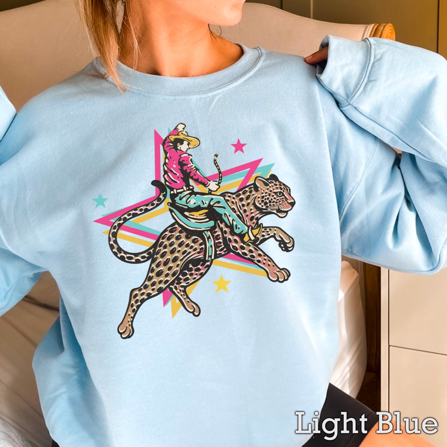 Leopard Cowboy Western Crewneck Sweatshirt