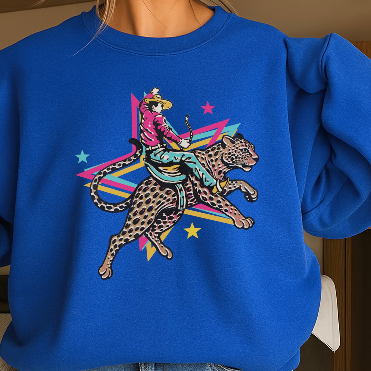 Leopard Cowboy Western Crewneck Sweatshirt