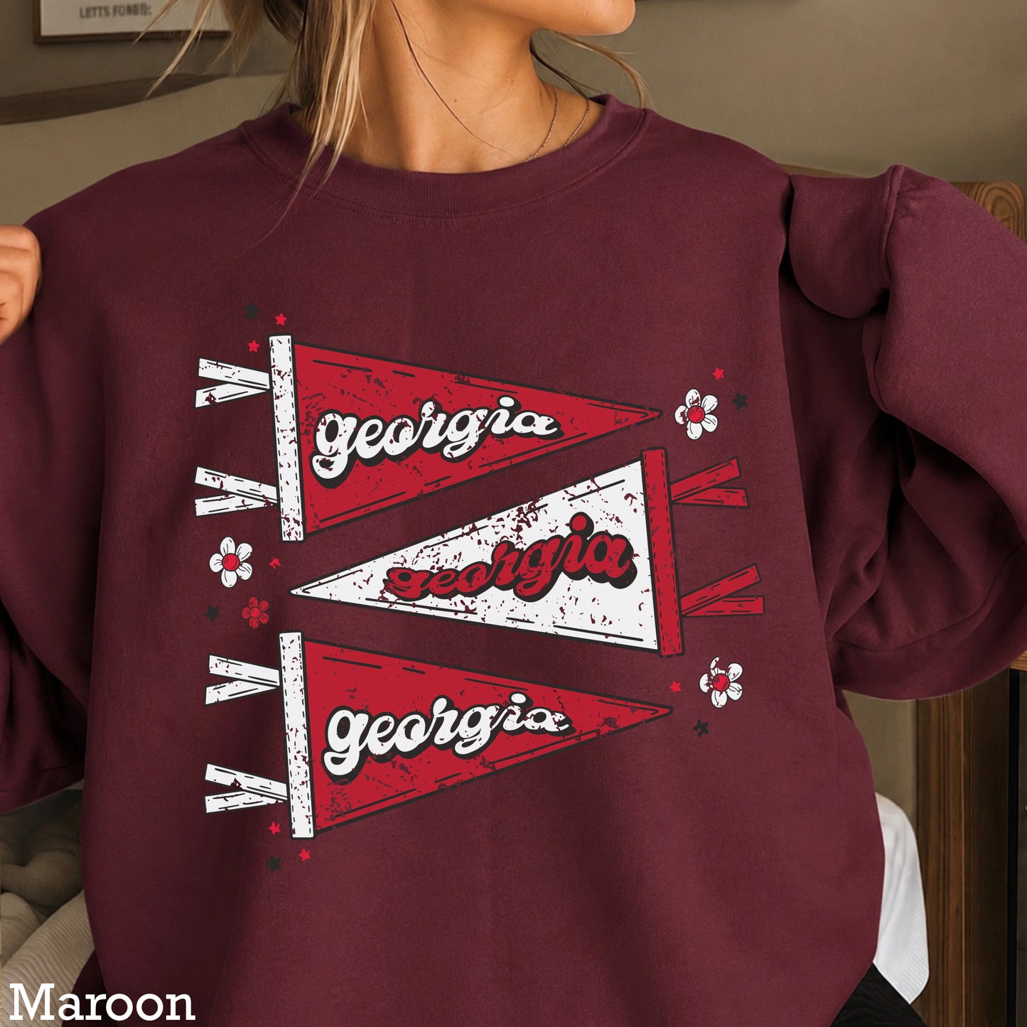Red & Black Pennant Flag Crewneck Sweatshirt