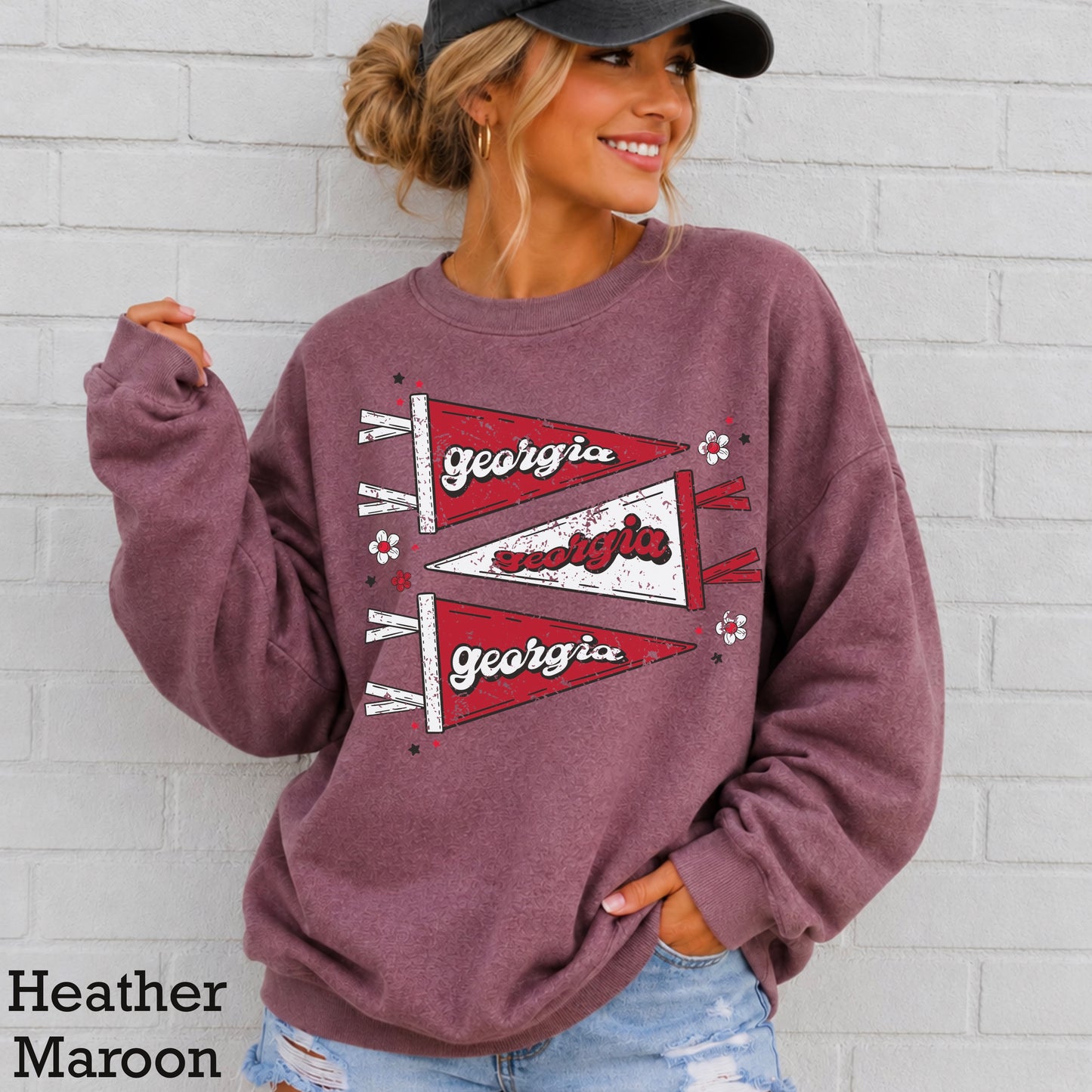 Red & Black Pennant Flag Crewneck Sweatshirt