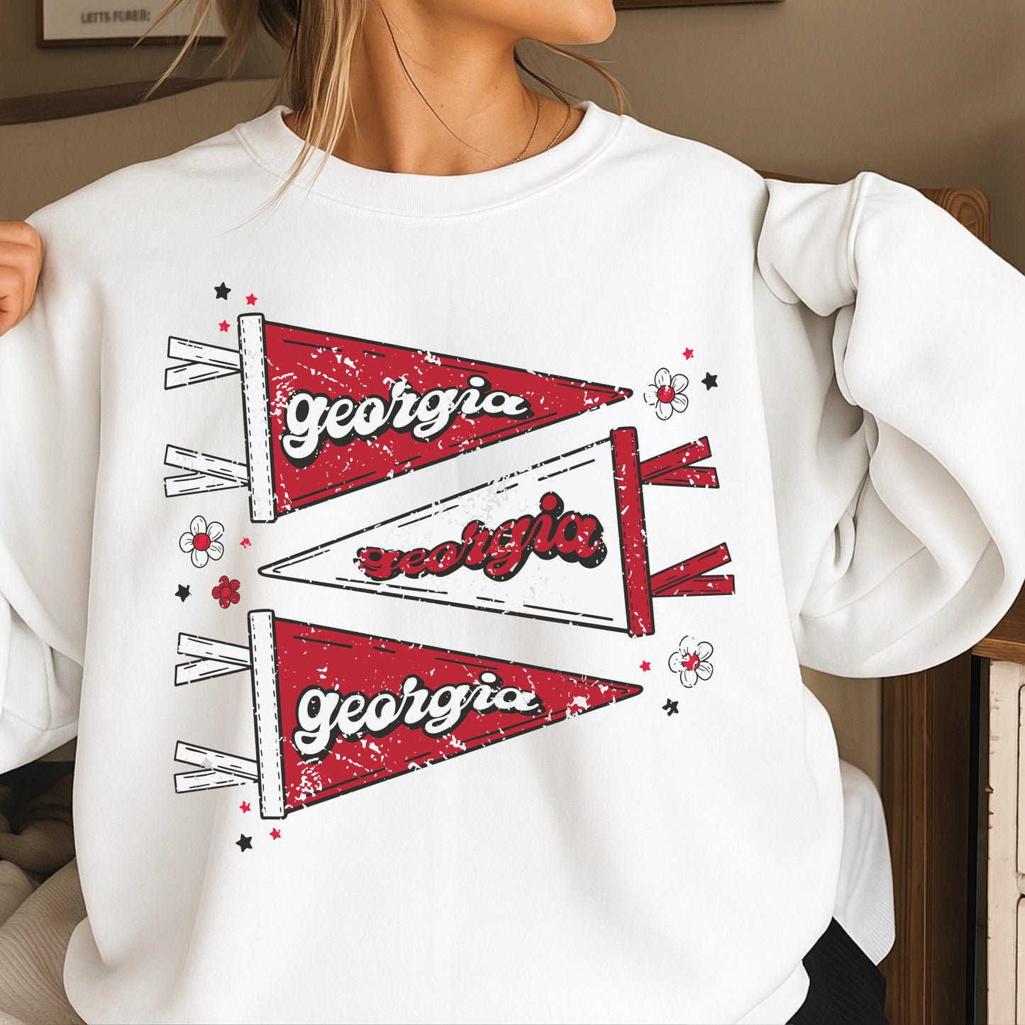 Red & Black Pennant Flag Crewneck Sweatshirt