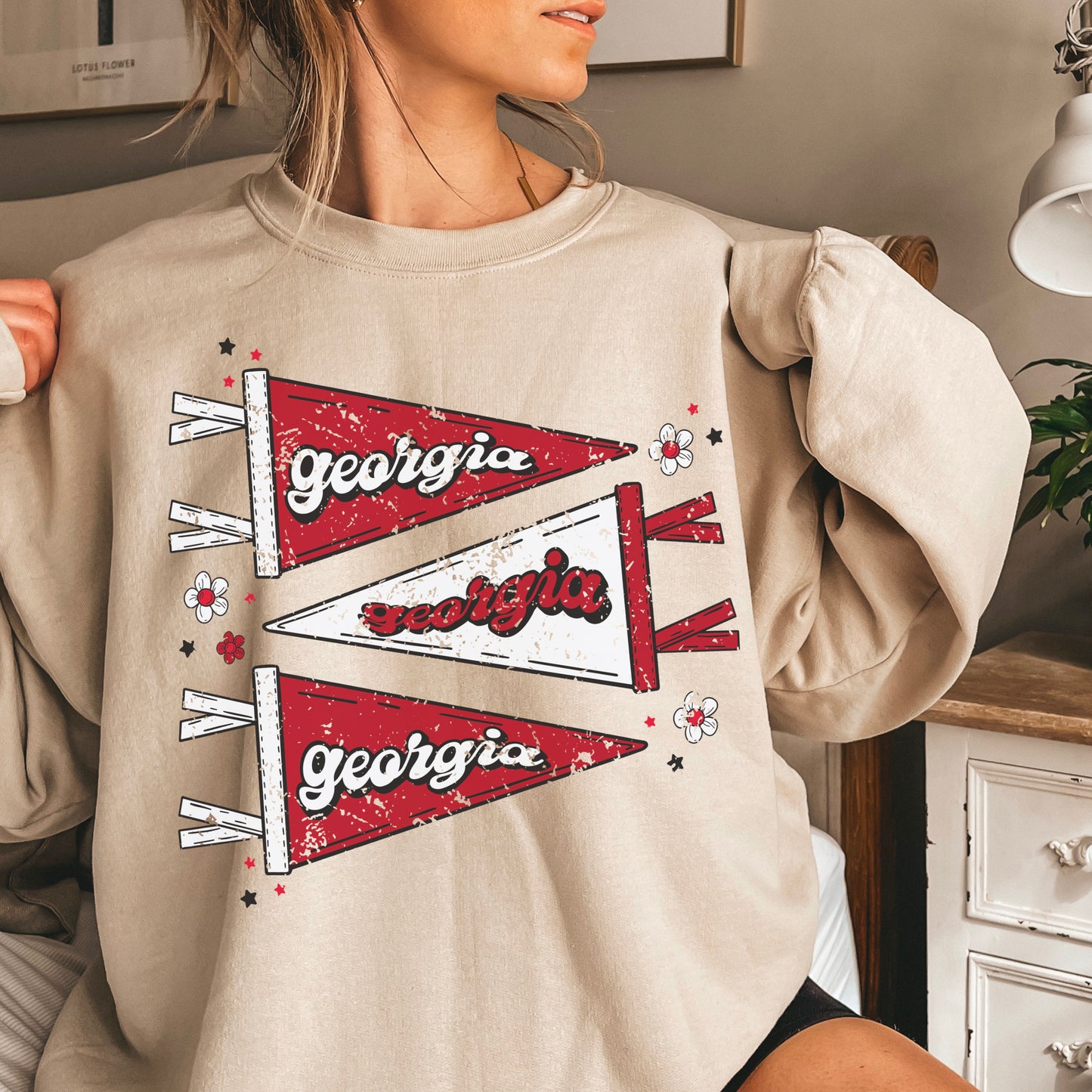 Red & Black Pennant Flag Crewneck Sweatshirt