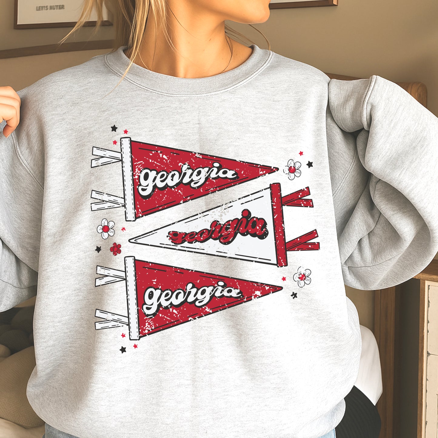 Red & Black Pennant Flag Crewneck Sweatshirt