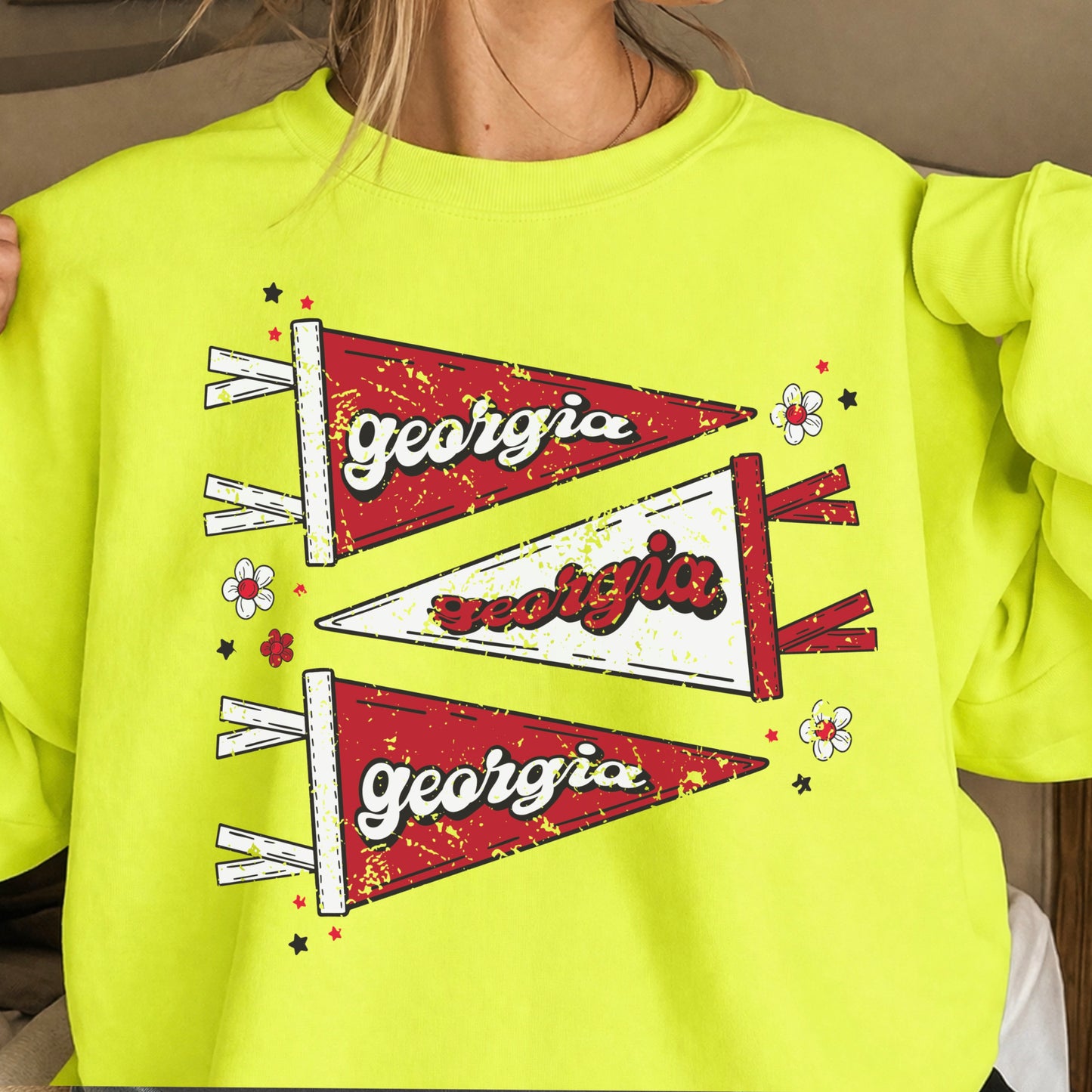 Red & Black Pennant Flag Crewneck Sweatshirt