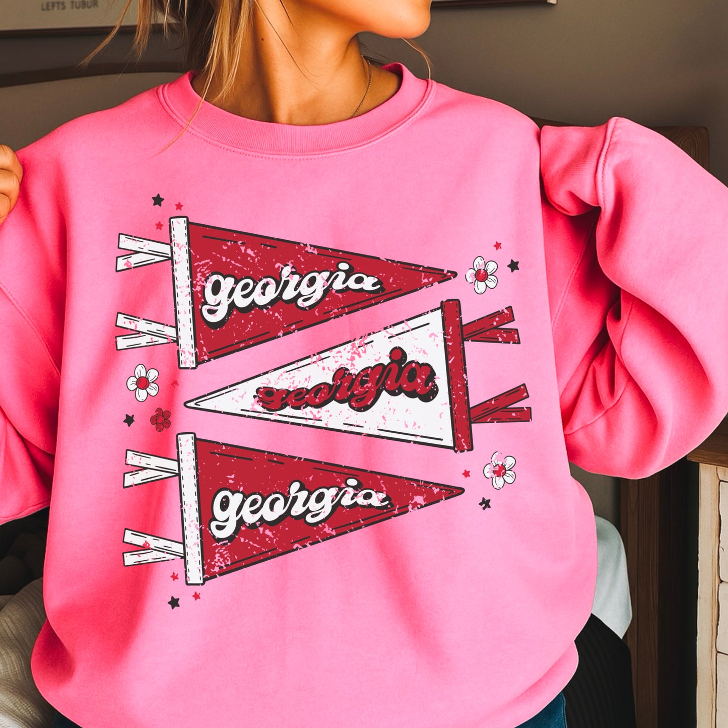 Red & Black Pennant Flag Crewneck Sweatshirt