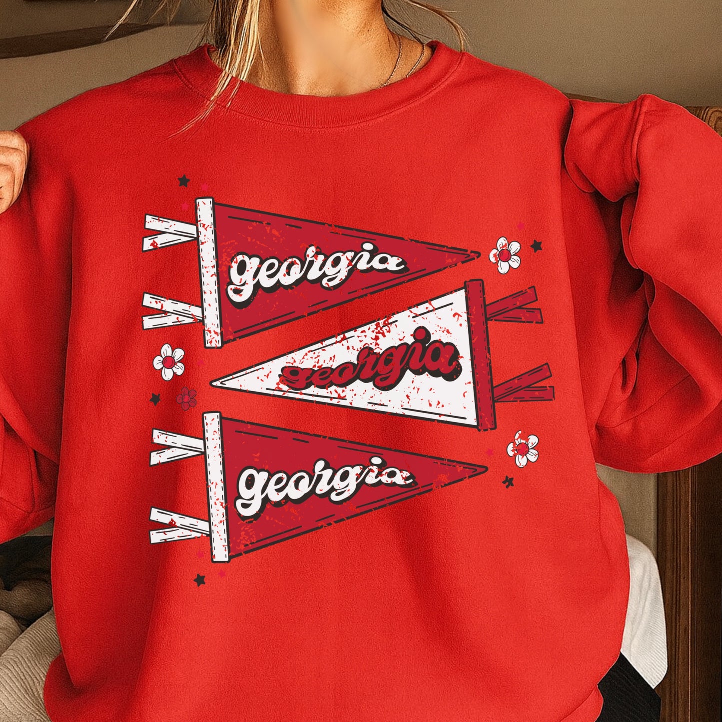 Red & Black Pennant Flag Crewneck Sweatshirt