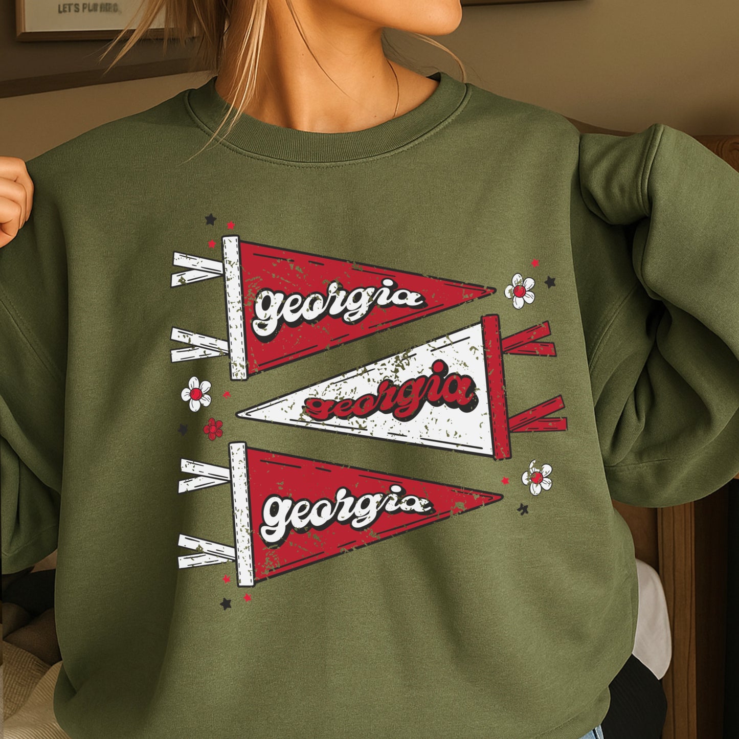 Red & Black Pennant Flag Crewneck Sweatshirt