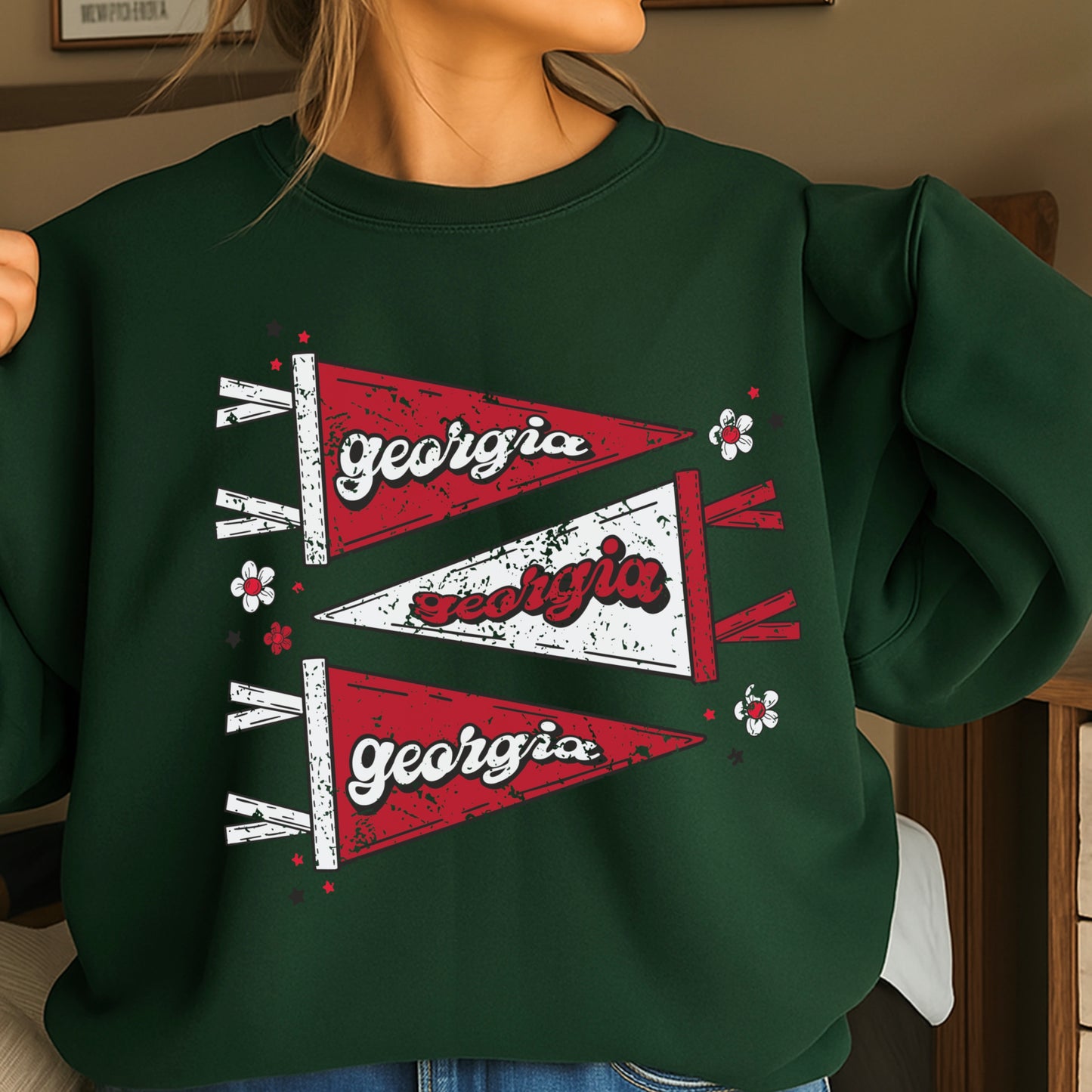 Red & Black Pennant Flag Crewneck Sweatshirt