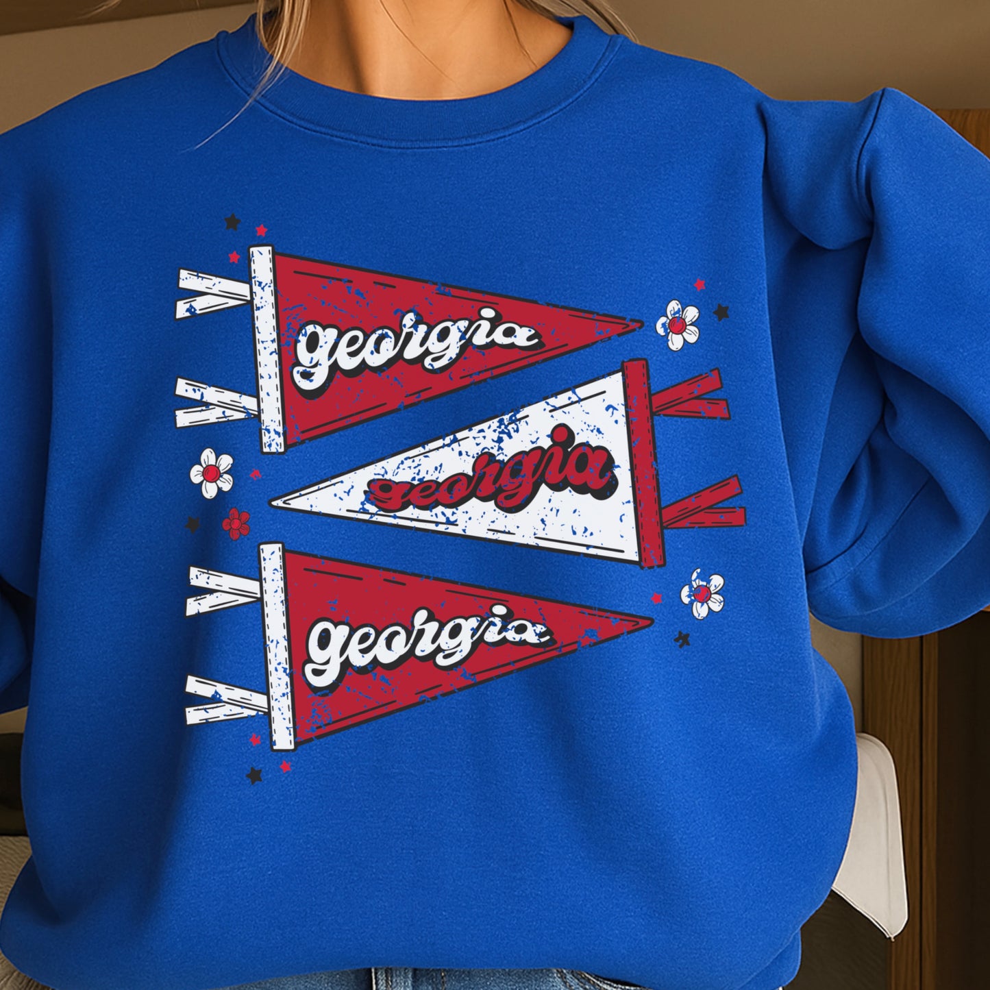 Red & Black Pennant Flag Crewneck Sweatshirt
