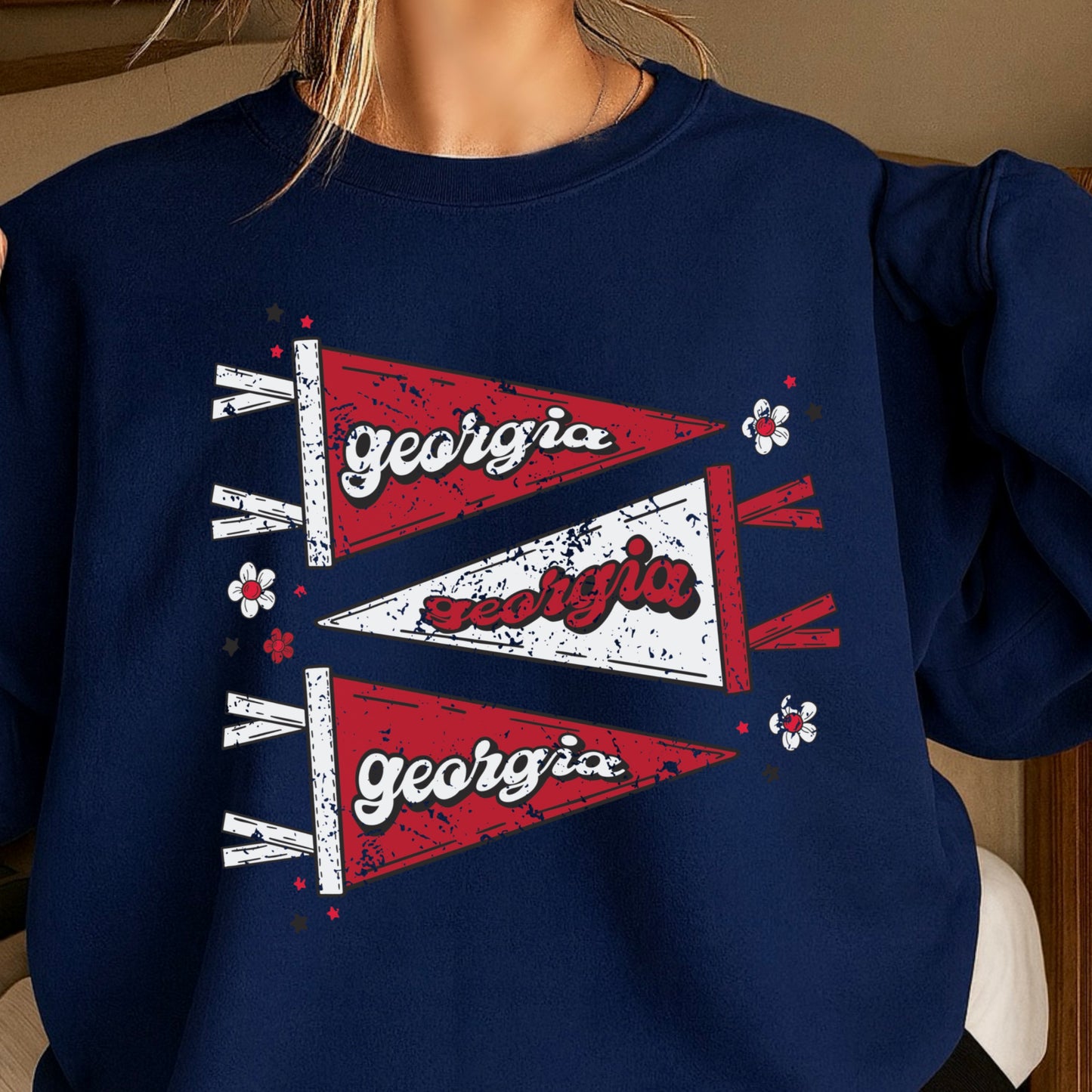 Red & Black Pennant Flag Crewneck Sweatshirt