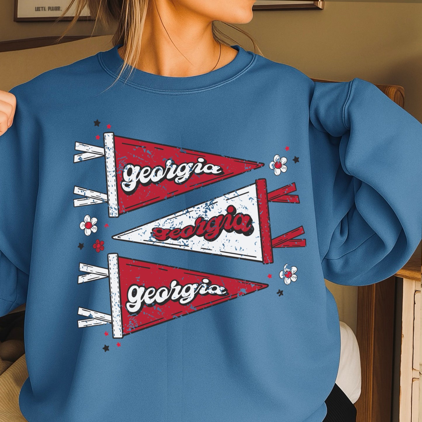 Red & Black Pennant Flag Crewneck Sweatshirt