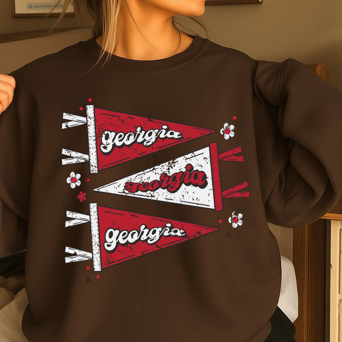 Red & Black Pennant Flag Crewneck Sweatshirt
