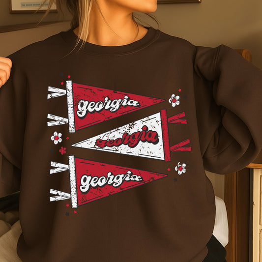Red & Black Pennant Flag Crewneck Sweatshirt
