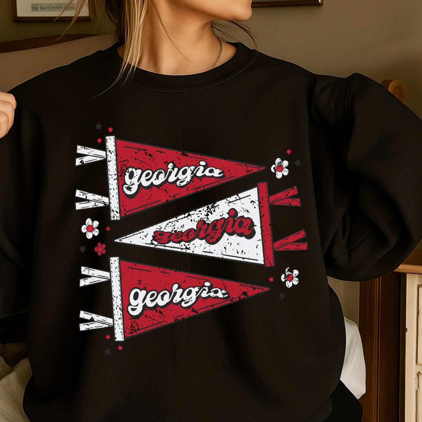 Red & Black Pennant Flag Crewneck Sweatshirt