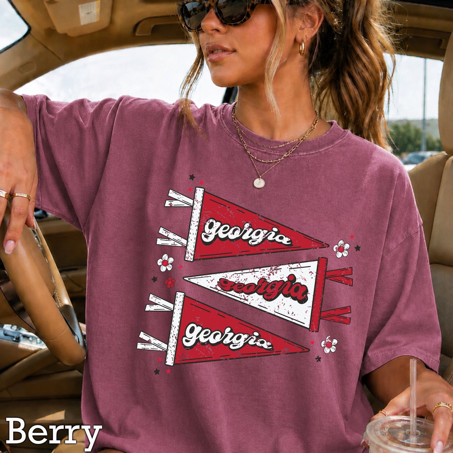 Red & Black Pennant Flag Comfort Color Graphic Tee
