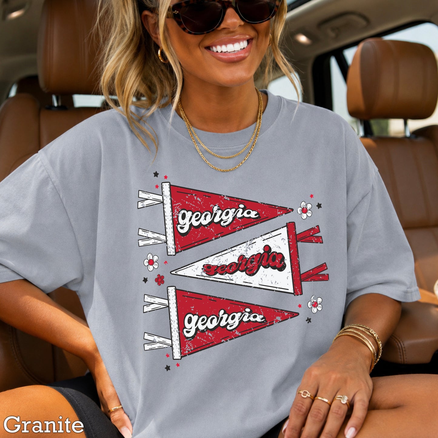 Red & Black Pennant Flag Comfort Color Graphic Tee