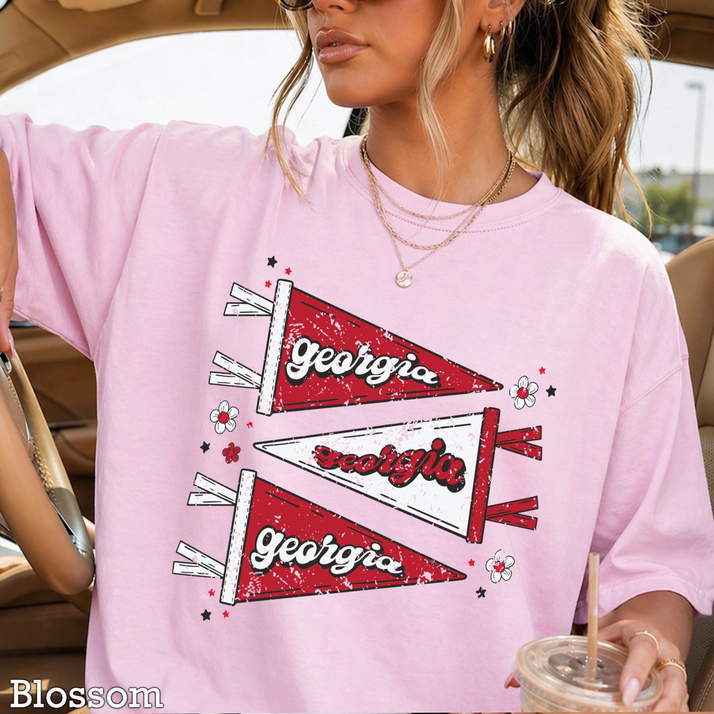Red & Black Pennant Flag Comfort Color Graphic Tee