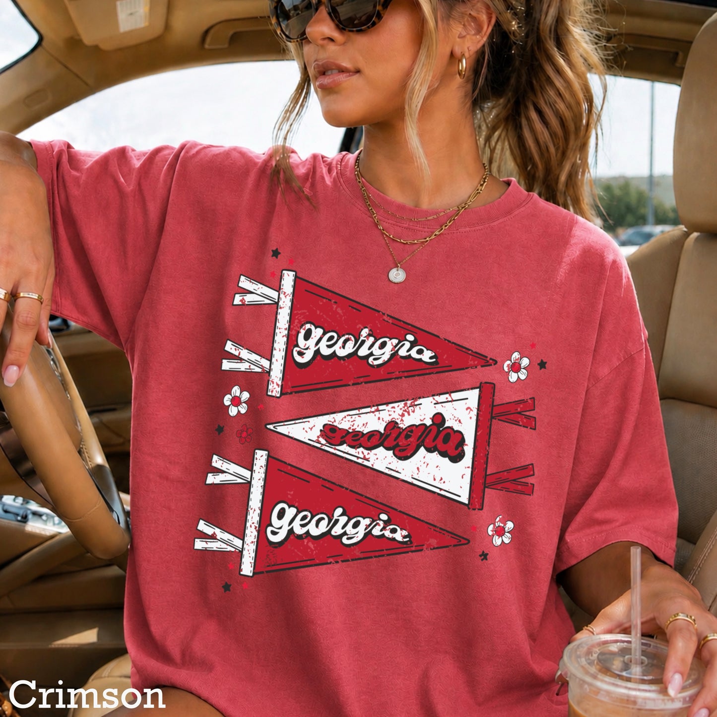 Red & Black Pennant Flag Comfort Color Graphic Tee