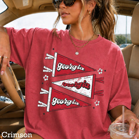 Red & Black Pennant Flag Comfort Color Graphic Tee