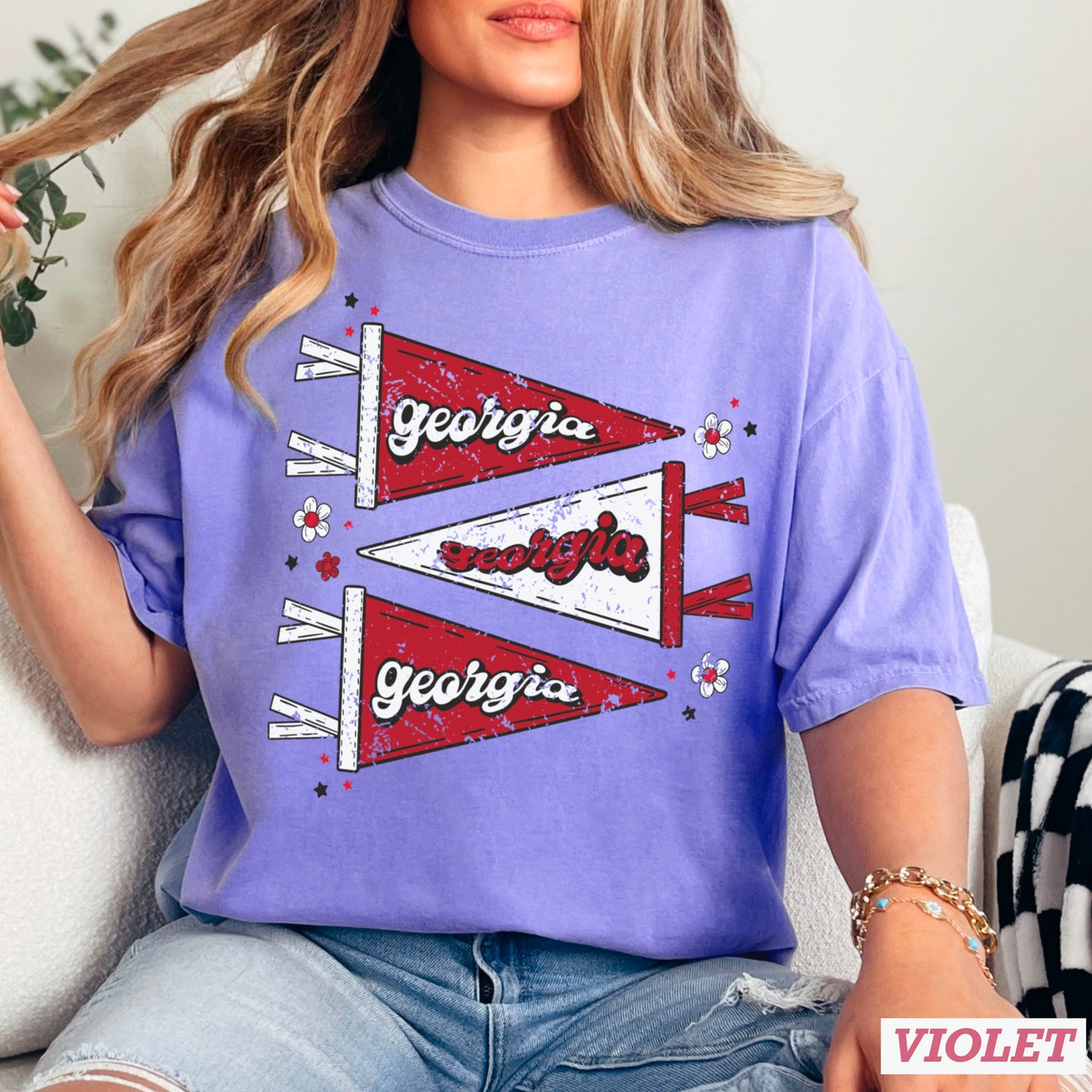 Red & Black Pennant Flag Comfort Color Graphic Tee