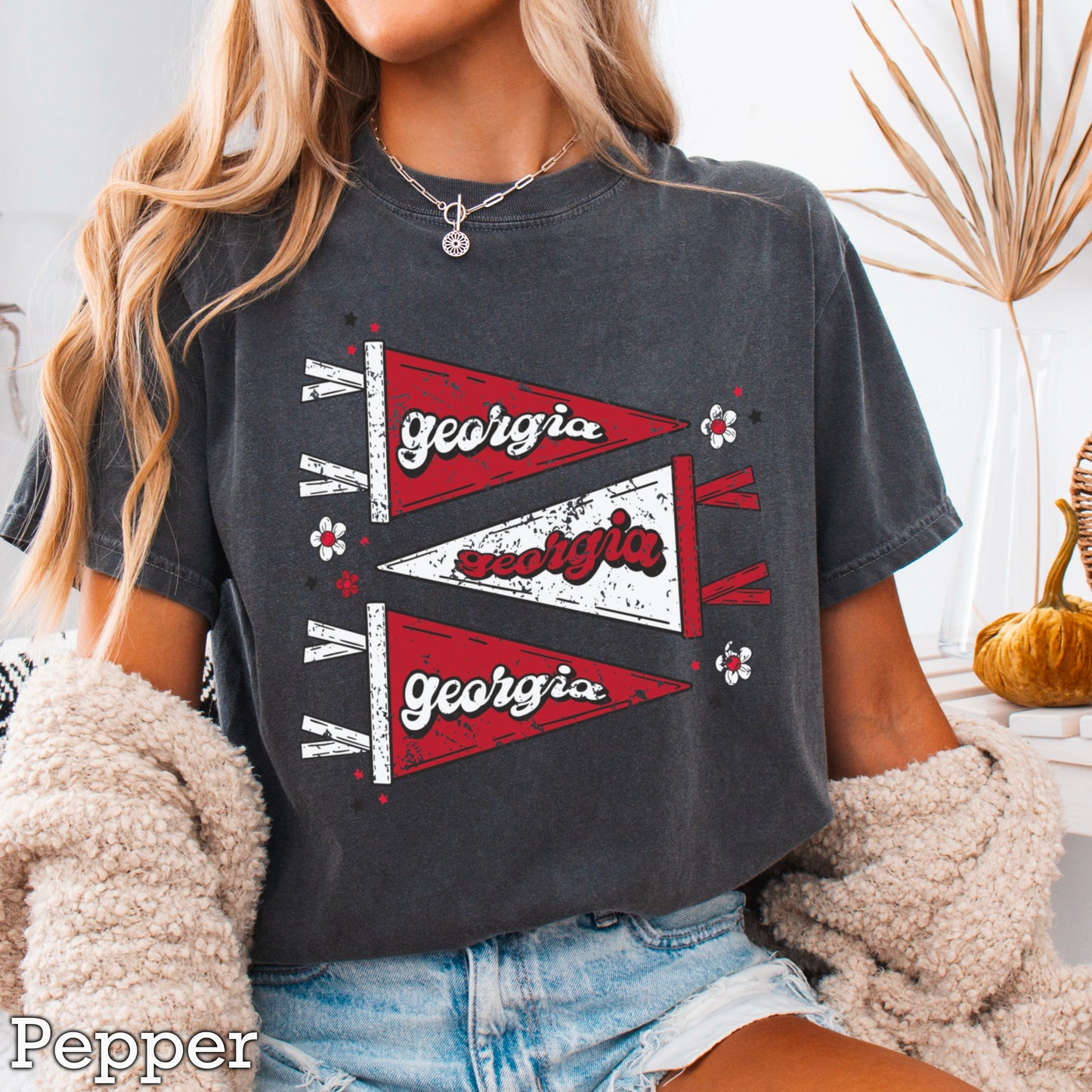 Red & Black Pennant Flag Comfort Color Graphic Tee
