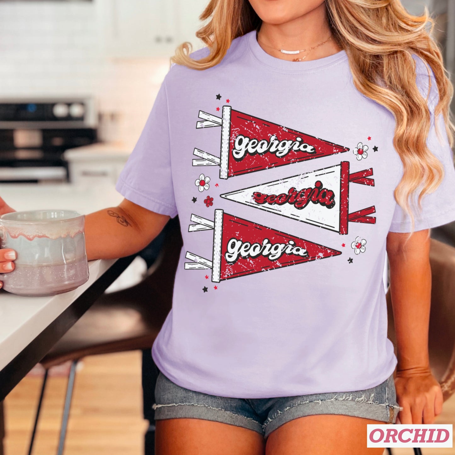 Red & Black Pennant Flag Comfort Color Graphic Tee