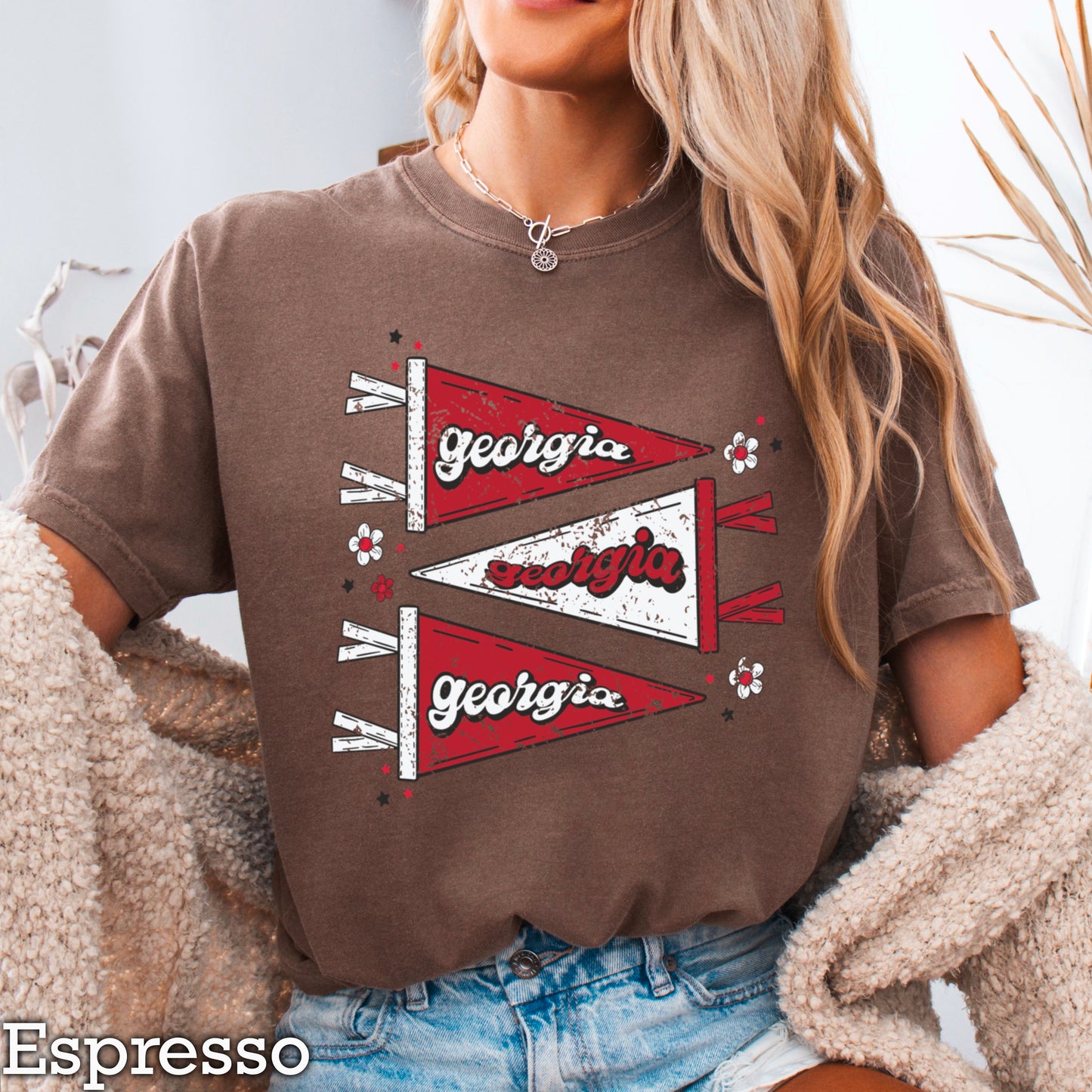 Red & Black Pennant Flag Comfort Color Graphic Tee