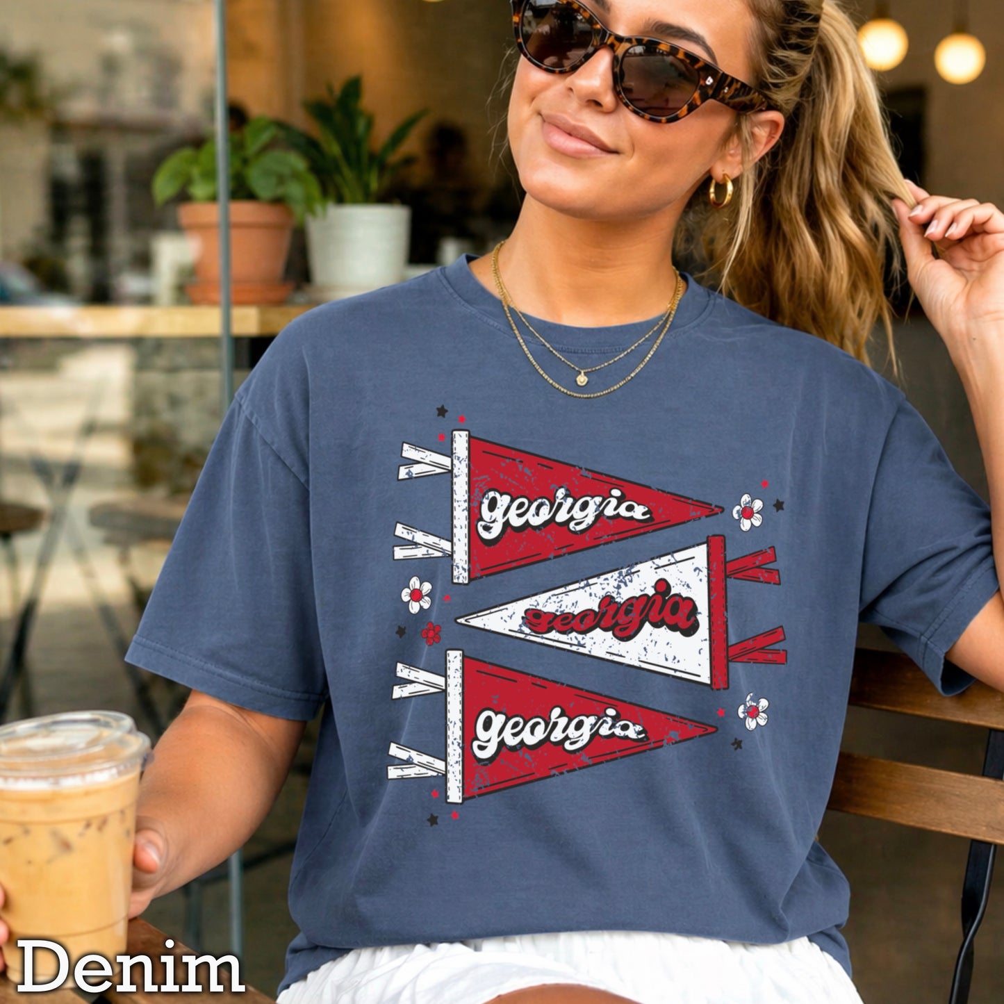 Red & Black Pennant Flag Comfort Color Graphic Tee