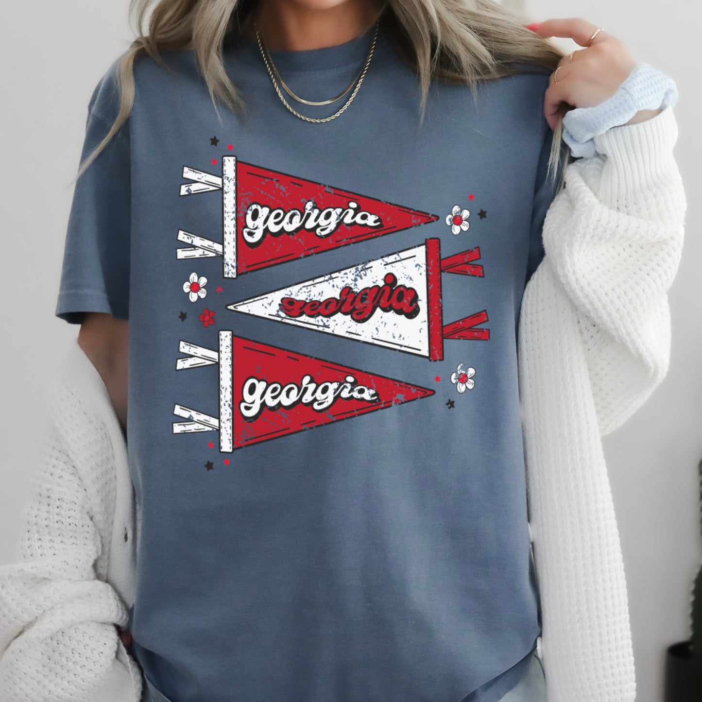 Red & Black Pennant Flag Comfort Color Graphic Tee