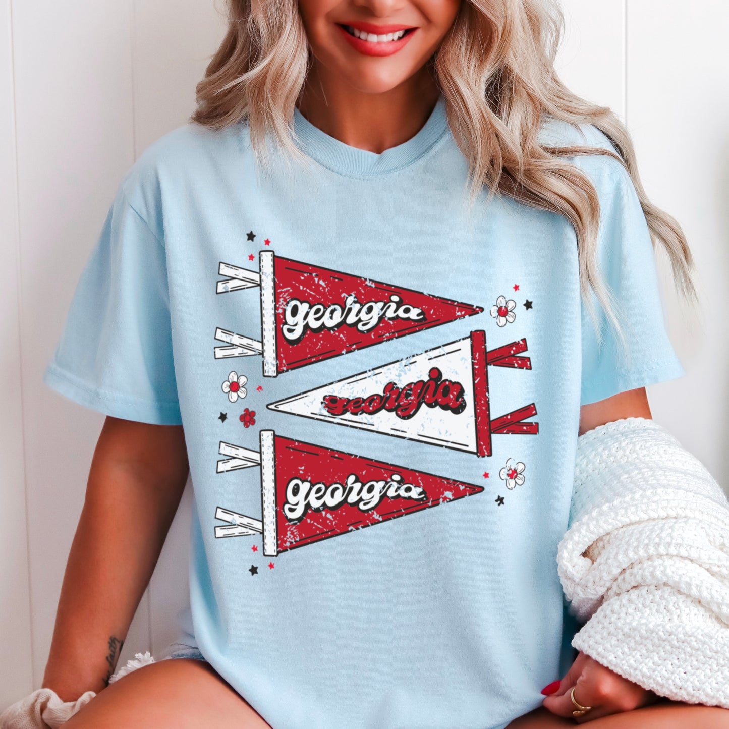 Red & Black Pennant Flag Comfort Color Graphic Tee