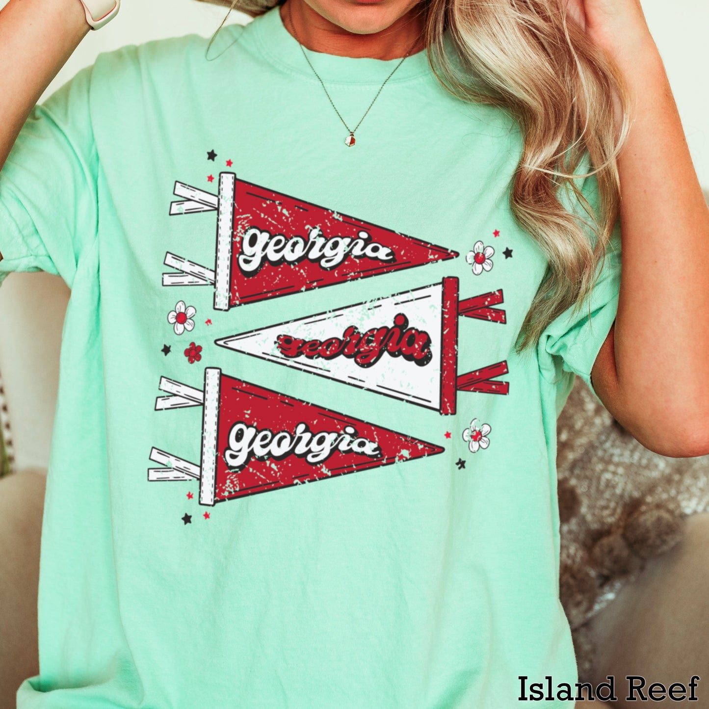 Red & Black Pennant Flag Comfort Color Graphic Tee