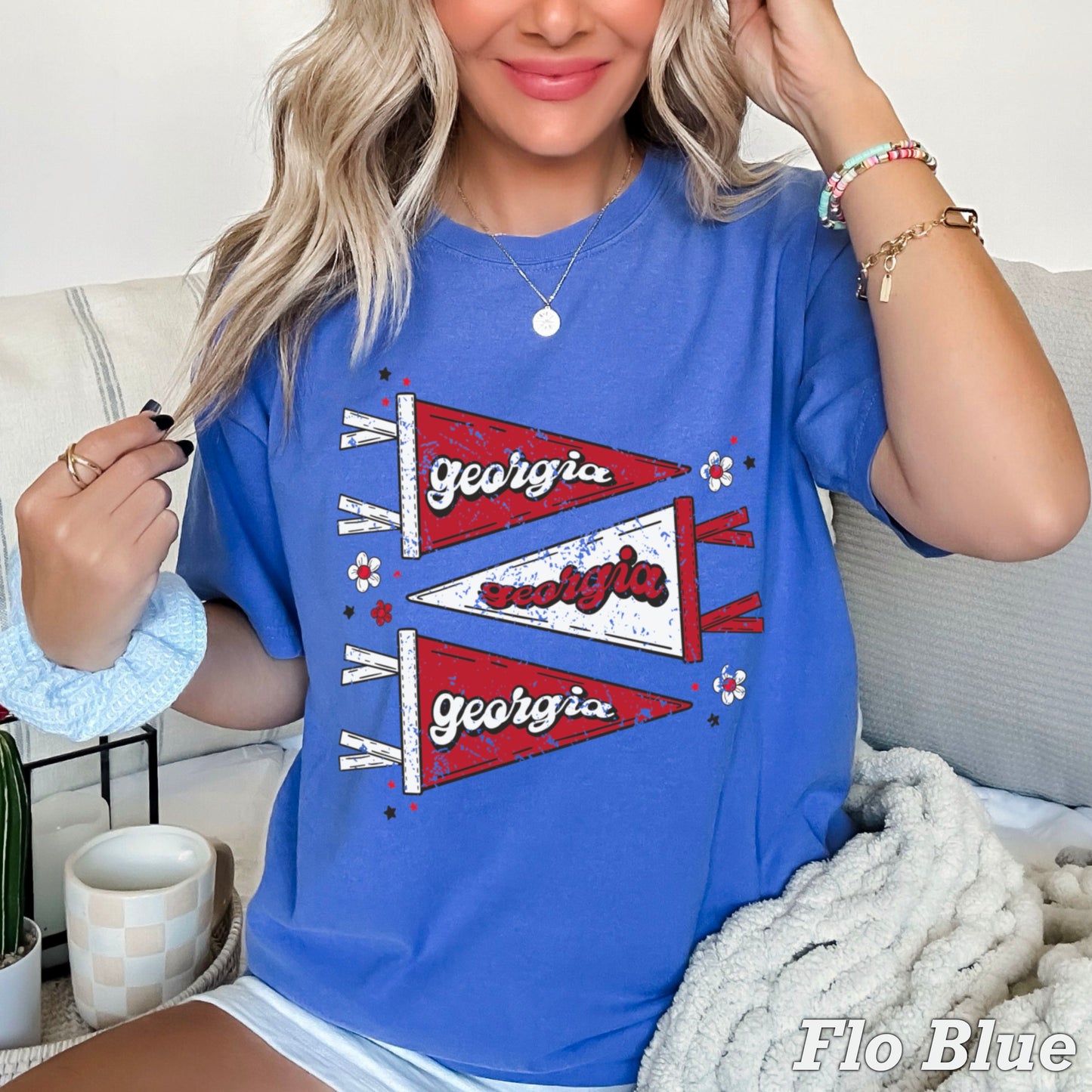 Red & Black Pennant Flag Comfort Color Graphic Tee
