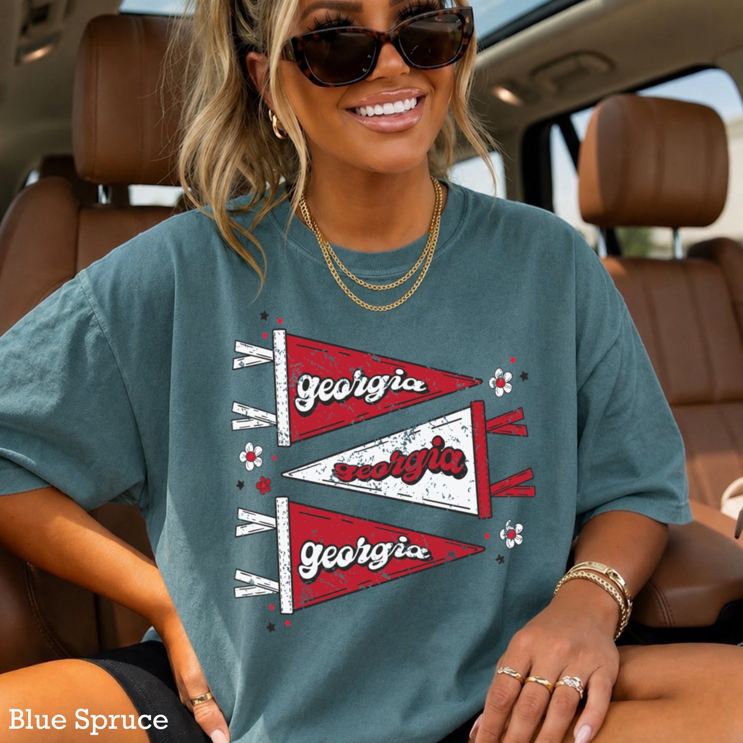 Red & Black Pennant Flag Comfort Color Graphic Tee