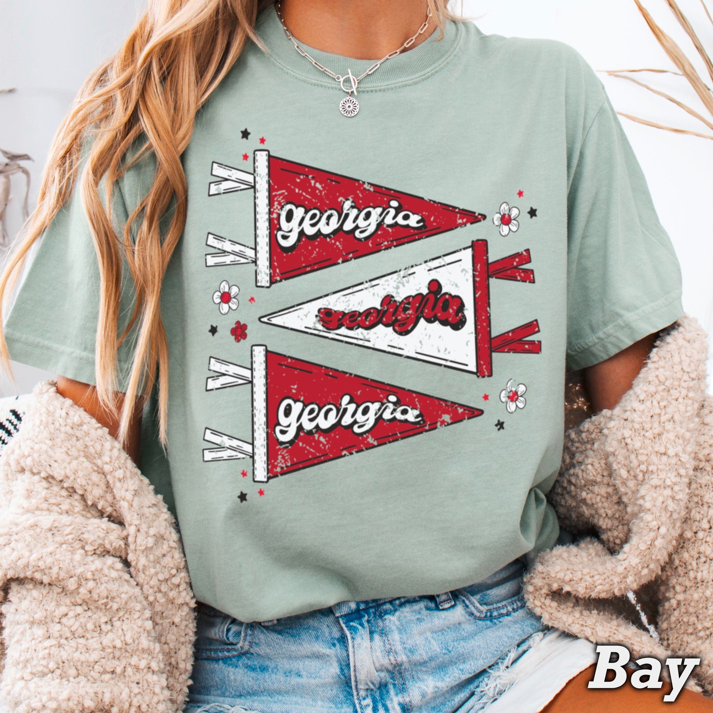 Red & Black Pennant Flag Comfort Color Graphic Tee