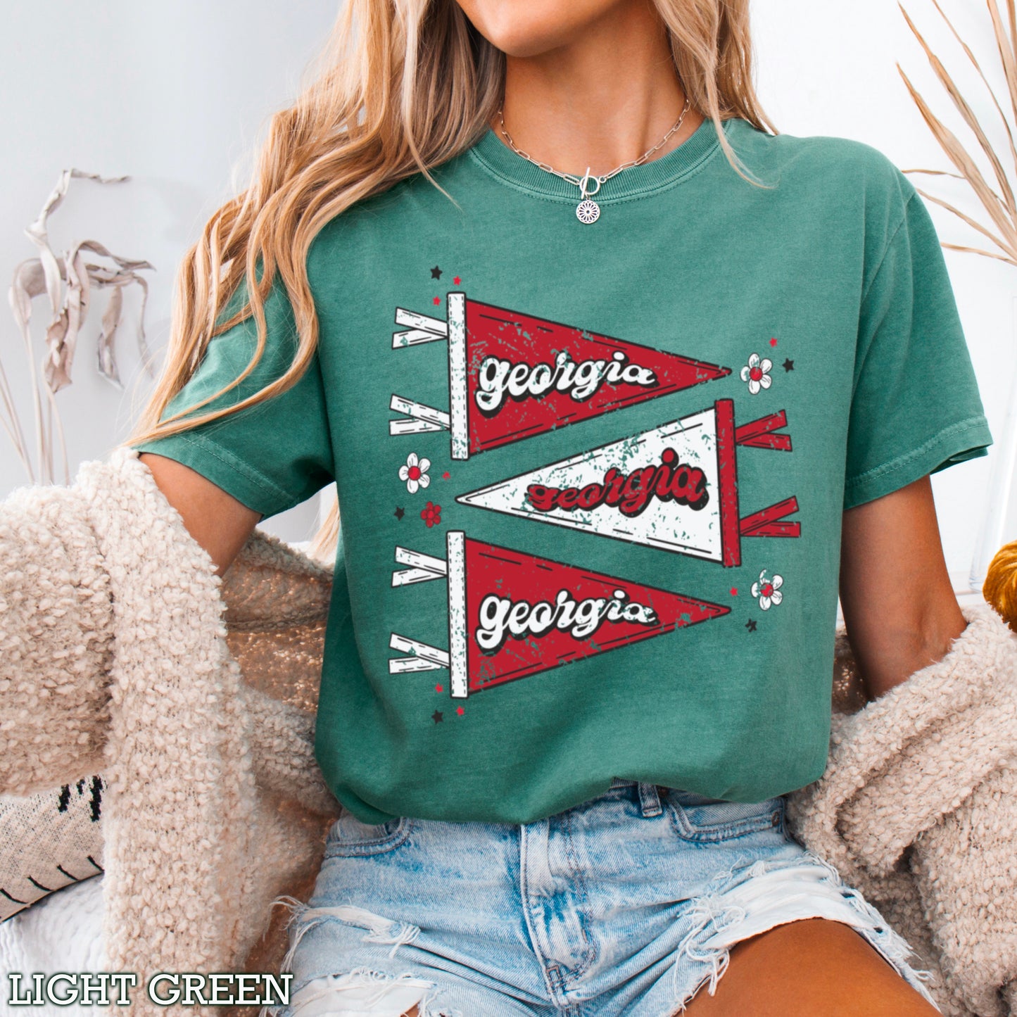 Red & Black Pennant Flag Comfort Color Graphic Tee