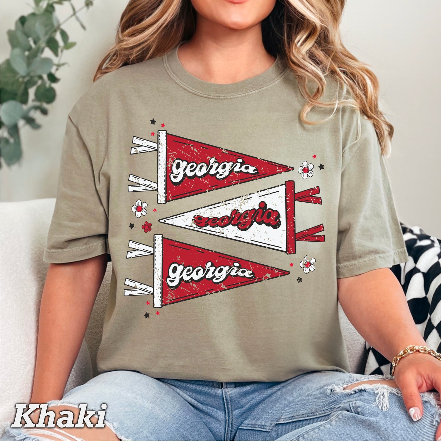 Red & Black Pennant Flag Comfort Color Graphic Tee