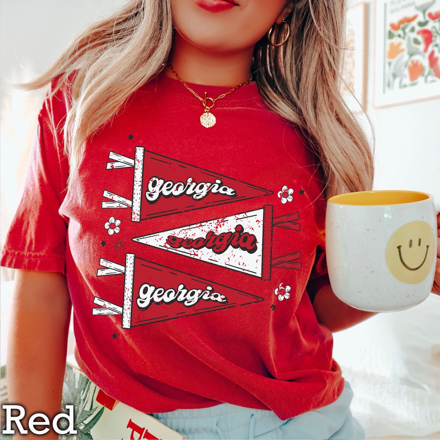 Red & Black Pennant Flag Comfort Color Graphic Tee