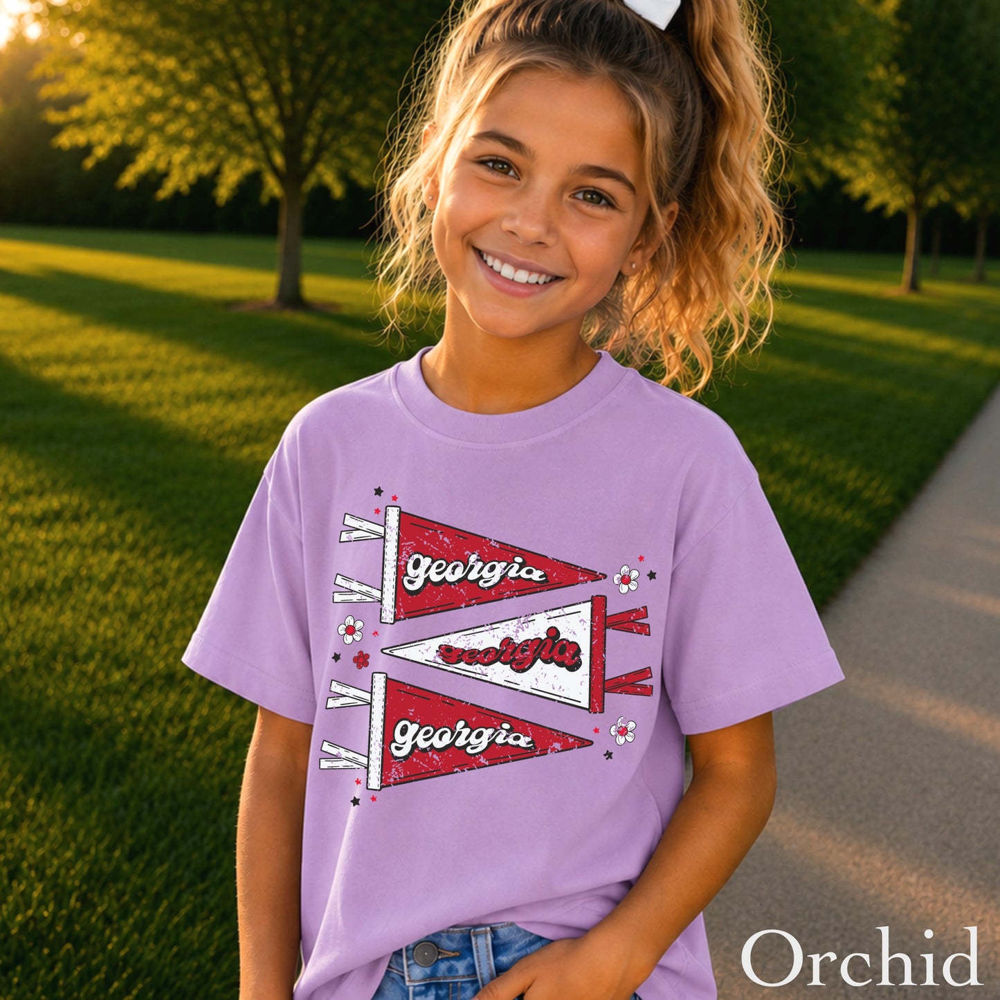Red & Black Pennant Flag Youth Comfort Color T-Shirt