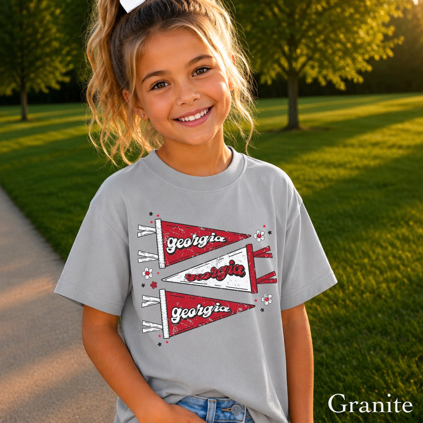 Red & Black Pennant Flag Youth Comfort Color T-Shirt