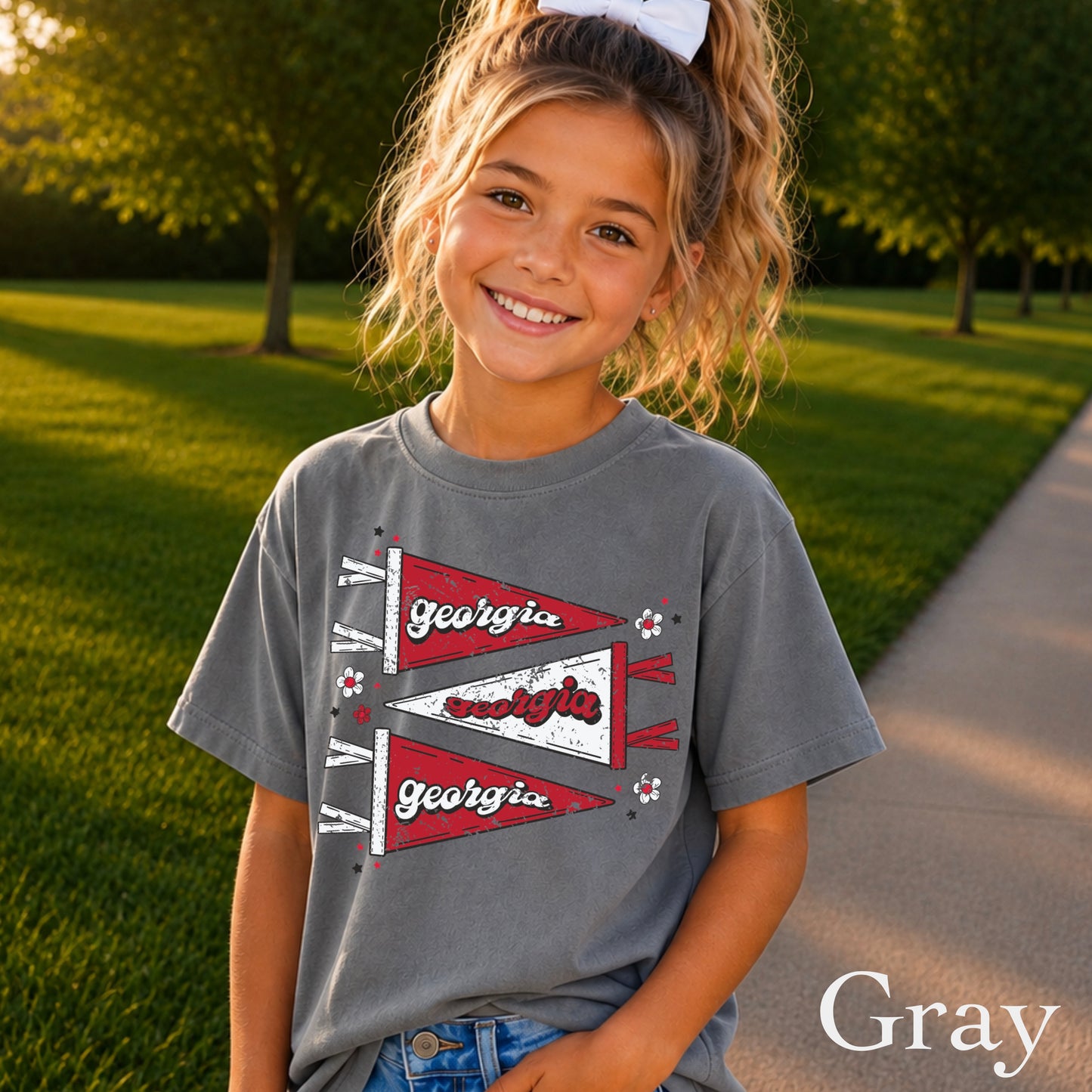 Red & Black Pennant Flag Youth Comfort Color T-Shirt